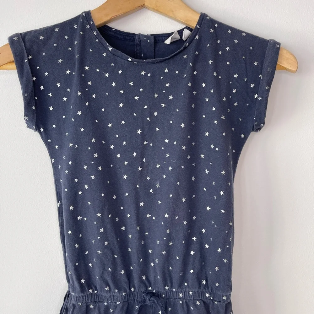 GAPKids Romper Short Sleeve Navy Blue Silver Stars Girls Size Medium (8)
